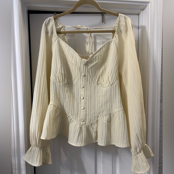 Cream Peplum Women's Top - Picture 1 of 5